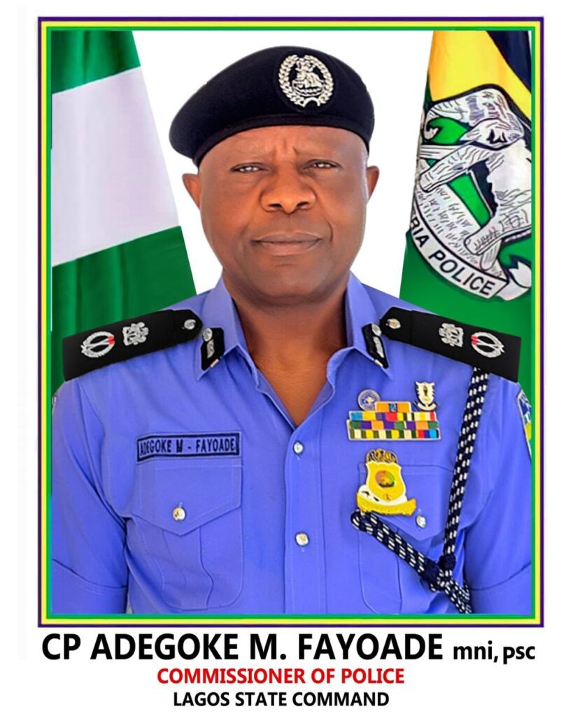 CP Adegoke M. Fayoade mni, psc, Commissioner of Police, Lagos State Command.