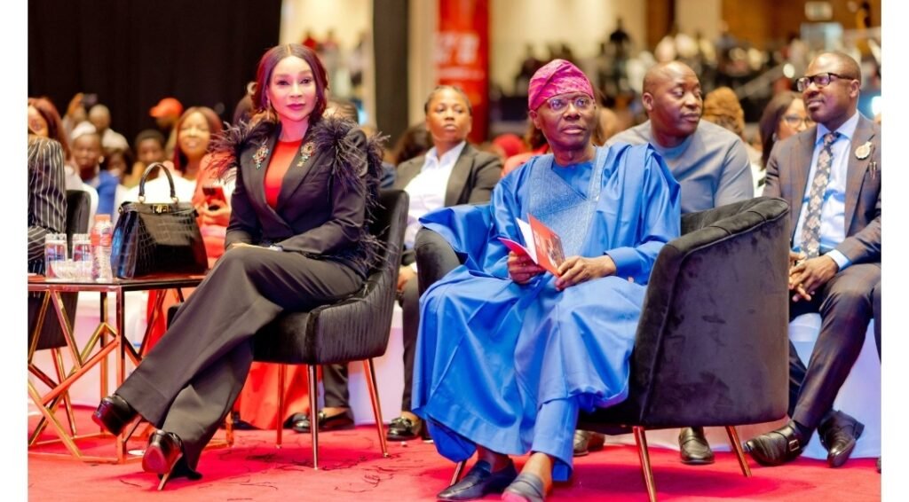 Dame Dr Adaora Umeoji, OON with The Governor of Lagos State, Mr Babajide Olusola Sanwo-Olu, CON