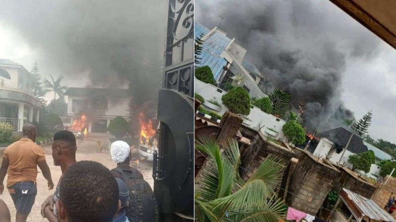 Governor Hope Uzodinma's home on fire