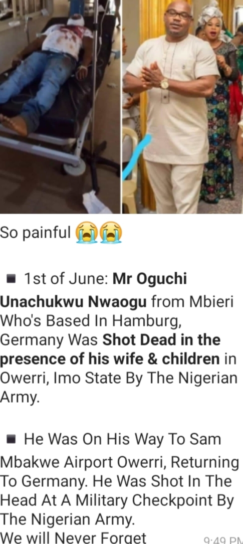 Mr. Unachukwu Nwaogu shot dead by