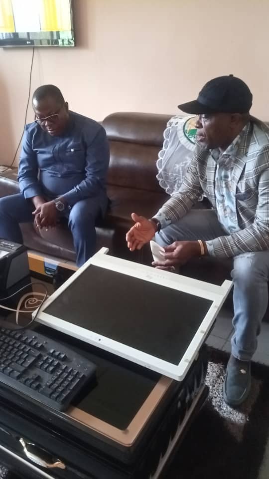 Emmanuel Onwuchekwa in his office, chairman, Bende LGA of Abia State and the coordinator, Abia State chapter of National Identity Management Commission NIMC , Mr. Loveday Ogbonna.