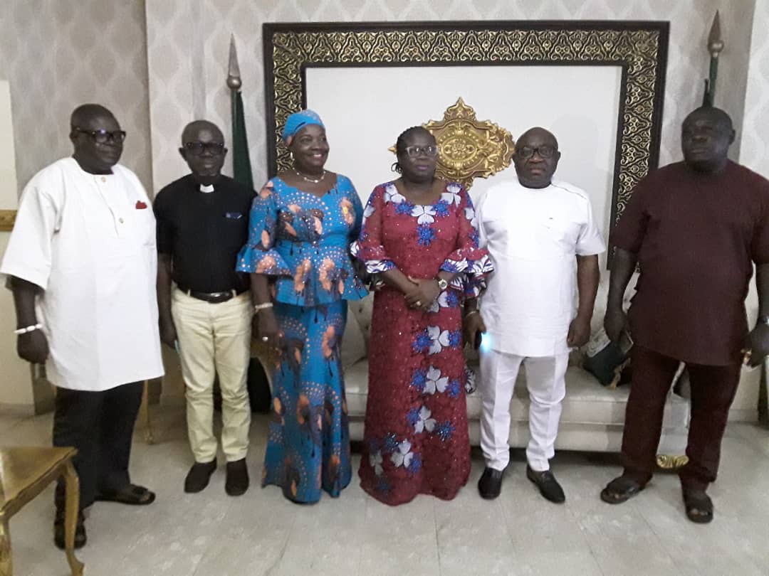 From 2nd right: Prof. Gregory Ikechukwu Ibe; Deaconess Nkechi Ikpeazu PhD, wife of the Governor of Abia State, during a courtesy visit at Government House, Umuahia.