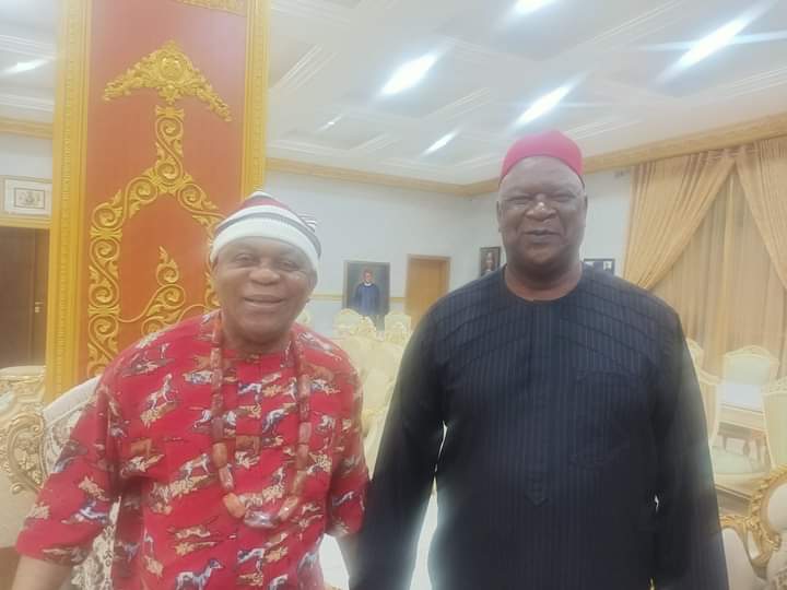 From Left: Sen. Theodore Ahamefuna Orji, former Governor of Abia State and serving Senator representing Abia Central Senatorial District and former Secretary to the Government of Nigeria, Sen. Anyim Pius Anyim.