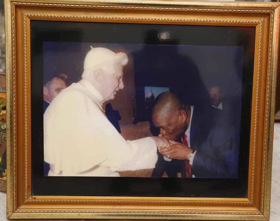 Senate Chief Whip, Sen. Orji Kalu in a historic photo with Pope Benedict XVI