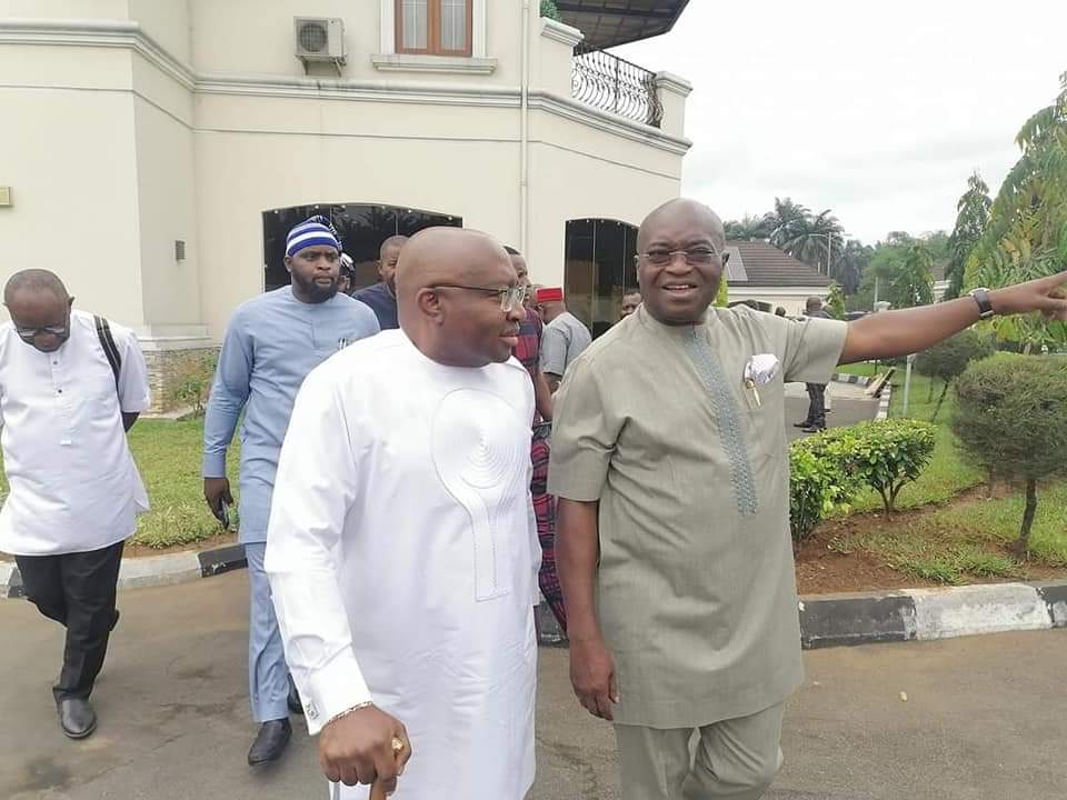 From (R): Dr. Okezie Victor Ikpeazu, the Executive Governor of Abia State and Prof. Gregory Ibe, the founder and Chancellor of Gregory University, Uturu, Abia State.