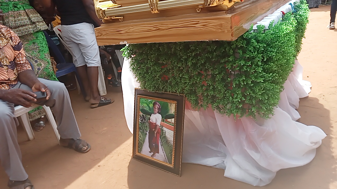 The remains of Late Mrs. Chinwendu Ngozi Adieze lying in state.
