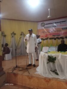 High Chief Obi Aguocha addressing the people of Ikwuano during the Summit.