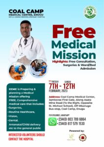 Free Medical Mission organised by Coal Camp Medical Centre, Enugu.