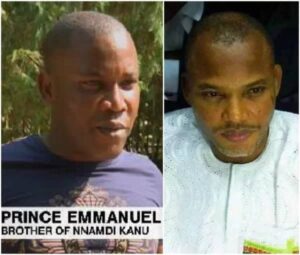 From (R): Mazi Nnamdi Kanu, the leader of Indigenous People of Biafra, IPOB and his younger brother, Prince Emmanuel Kanu.