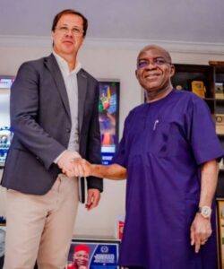 Abia State Governor-Elect Dr. Alex Otti, OFR, and the Managing Director of Julius Berger Nigeria, Dr. Lars Richter, when the latter visited on Wednesday, April 19, 2023