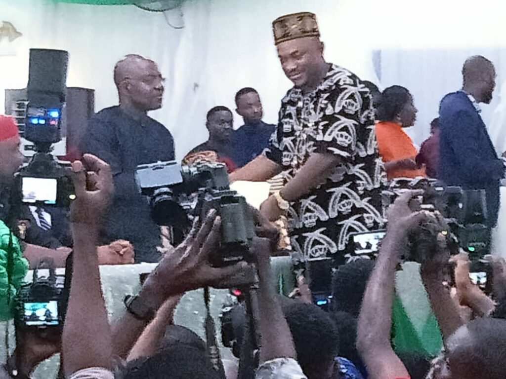 Dr. Alex Chioma Otti OFR, the Executive Governor of Abia State and Mayor Osinachi Hyacinth Nwaka, the Mayor of Ikwuano Local Government Area of Abia State.