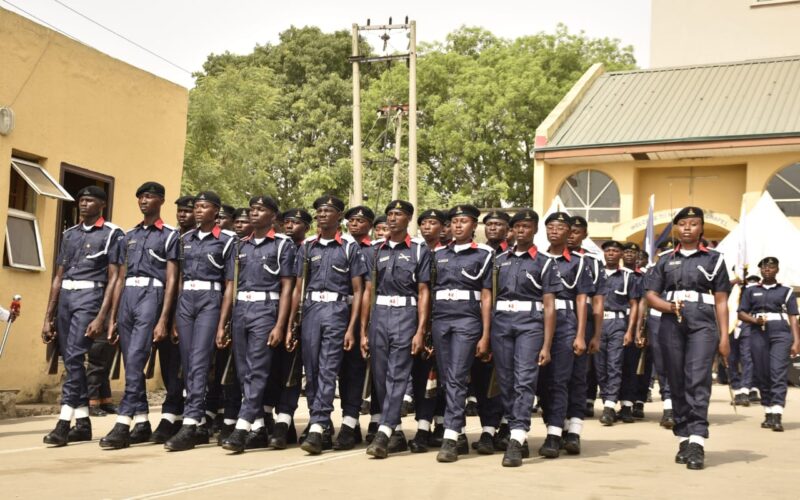 Newly recruited personnel of Nigeria Security and Civil Defence Corps.