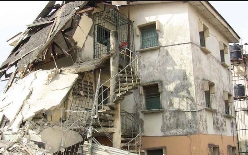 The storey building which collapsed in Kano State on Friday, April 26, 2024.