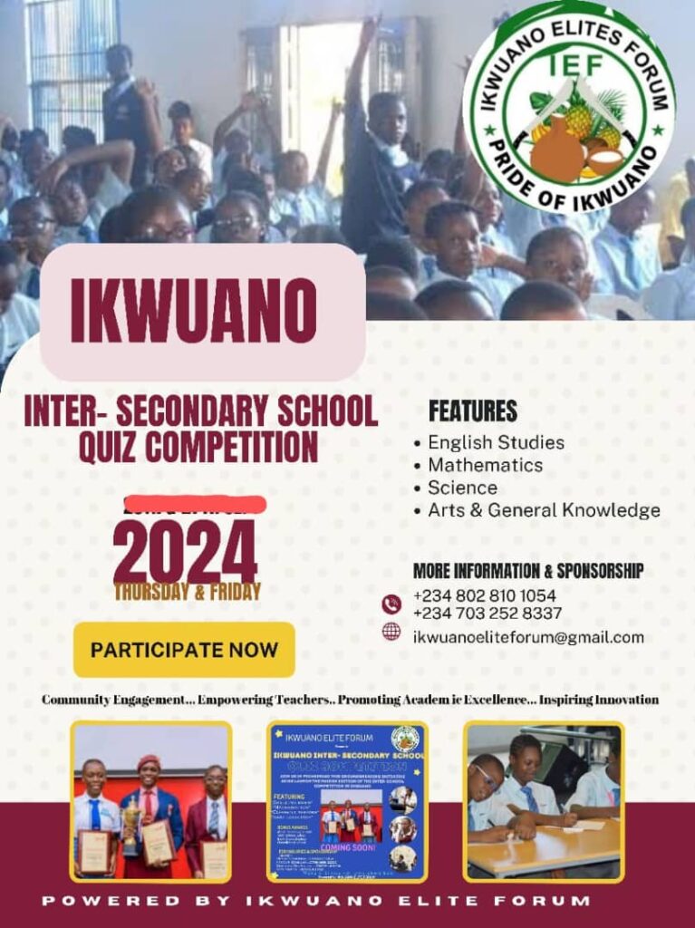 Ikwuano Inter-Sececondary School Quiz Competition 2024.