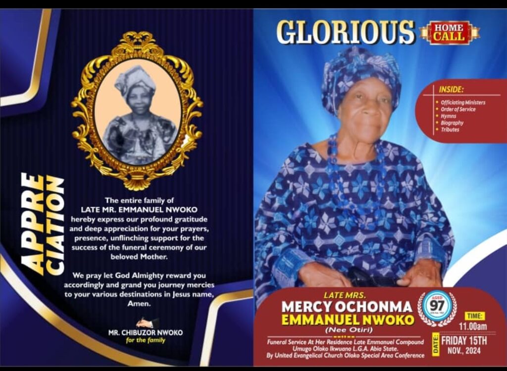 Late Mrs Mercy Ochonma Emmanuel Nwoko (Nee Otiri).@