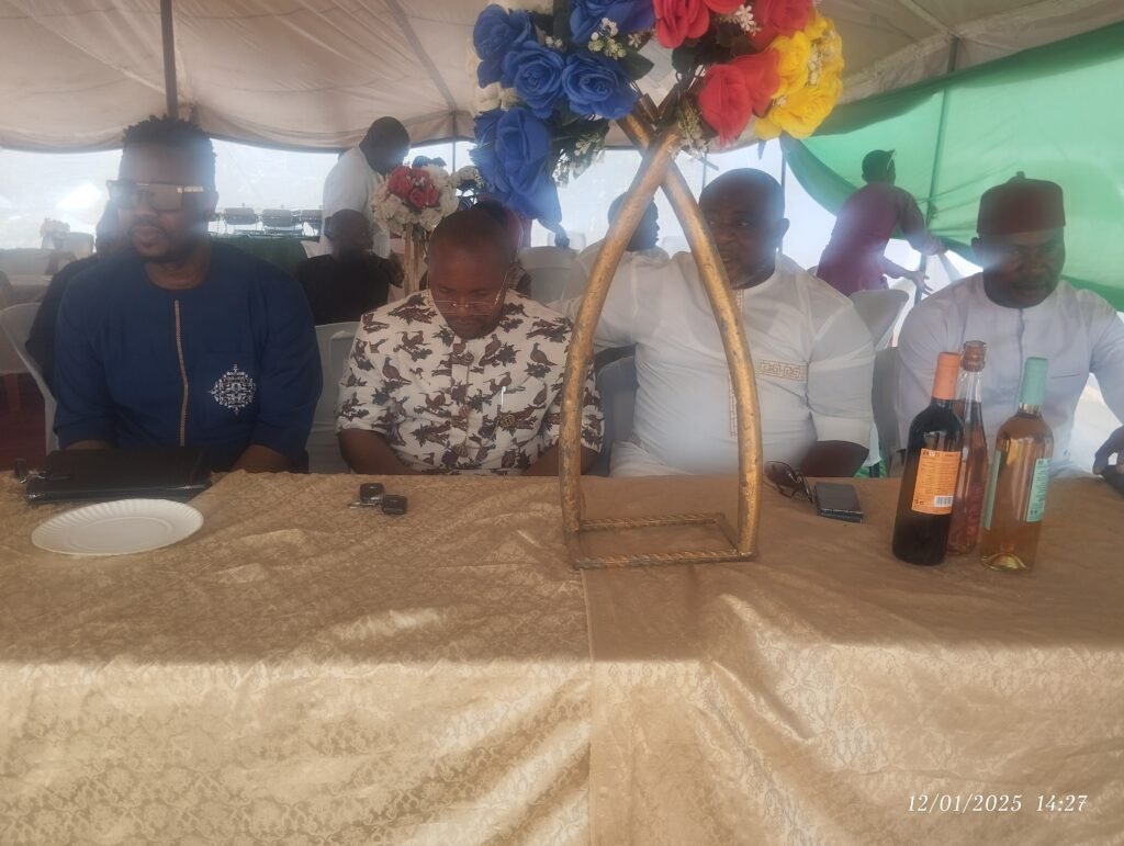 From (1L): Mr. Emma Nwaka; Dr. Okoro Osike, Rector of Ogbonnaya Onu Polytechnic; Hon. (Engr.) Boniface Isienyi, the Member representing Ikwuano State Constituency of Abia State, at the thanksgiving reception of Deputy Mayor of Ikwuano LGA, Hon. Lucky Awuwa.
