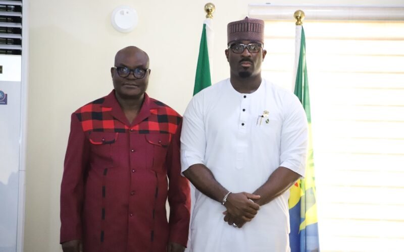 Permanent Secretary, Ministry of Police Affairs, Dr. Anuma Ogbonnaya Nlia and Executive Secretary, Nigeria Police Trust Fund (NPTF), Mr. Mohammed Sheidu during a visit to the Nigeria Police Trust Fund (NPTF) Headquarters in Wuse by the Management of the Ministry of Police Affairs led by the Permanent Secretary.