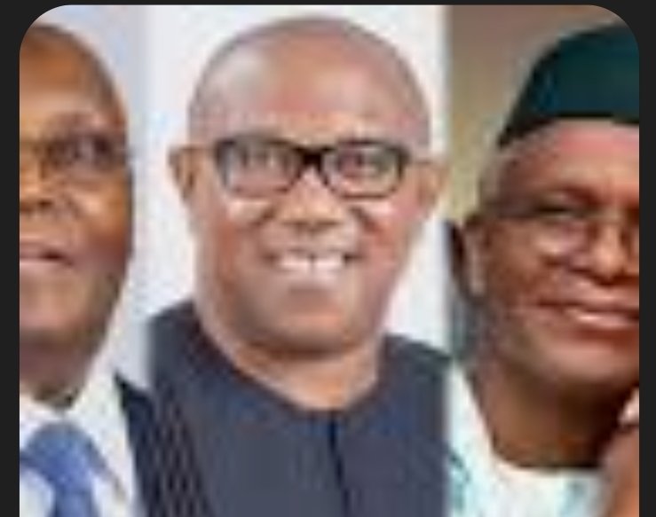 Dr. Peter Obi (M); Alhaji Atiku Abubakar (Left); and Nasir El-Rufai (R).