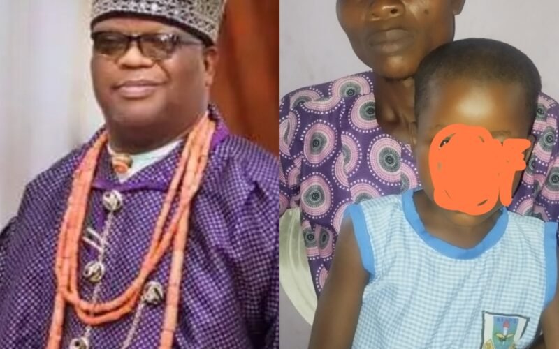 From (L): HRM, Eze Innocent Adiele Nwaigwe, the Chairman of Umuahia North Traditional Rulers Council, Abia State; Mr. Uche Igwe and his daughter, Miss Chidera Igwe.