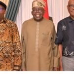 From (R): Former Rivers Governor and Minister of Federal Capital Territory, Nyesom Wike; President Bola Ahmed Tinubu and Governor Siminalayi Fubara, the Governor of Rivers State.
