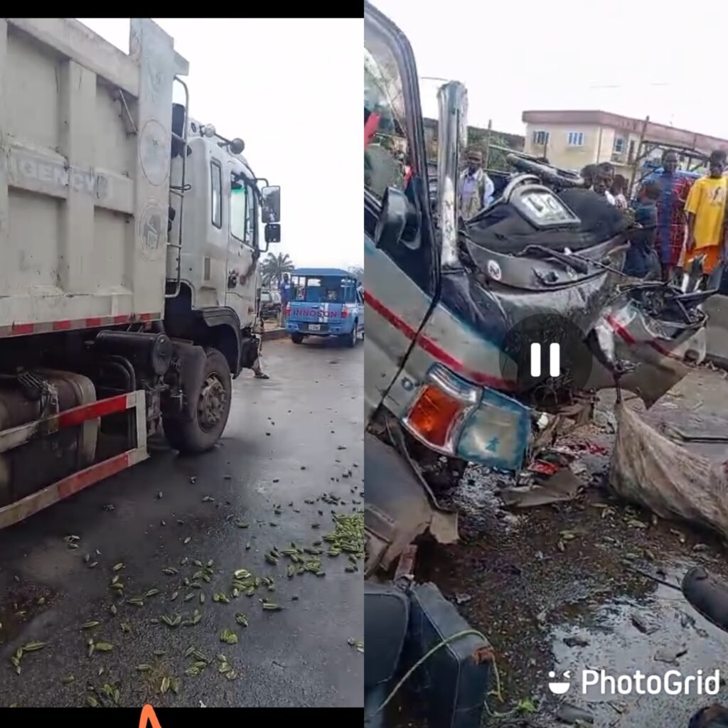 Imo State Waste Management Agency Truck (L) that claimed the life of a commercial driver along Owerri/Onitsha Express road.