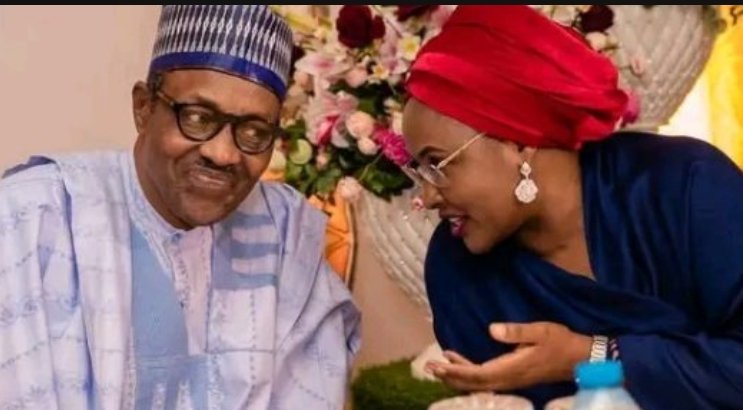 (L-R): Late President Mohammadu Buhari and his wife, Her Excellency Aisha Buhari.