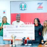 L-R: Executive Director, Mr. Henry Oroh; Executive Director; Mr. Louis Odom; D’Tigress Captain, Amy Okonkwo; President, NBBF, Engr. Musa Kida; Group Managing Director/ Chief Executive, Zenith Bank Plc., Dame (Dr.) Adaora Umeoji, OON; Head Coach, D’Tigress, Rena Wakama; Executive Director, Mrs. Adobi Nwapa and Executive Director, Mr. Akin Ogunranti during the reception hosted by Zenith Bank to celebrate D’Tigress’ 2025 Afrobasket Women’s Championship triumph in Abuja, yesterday.