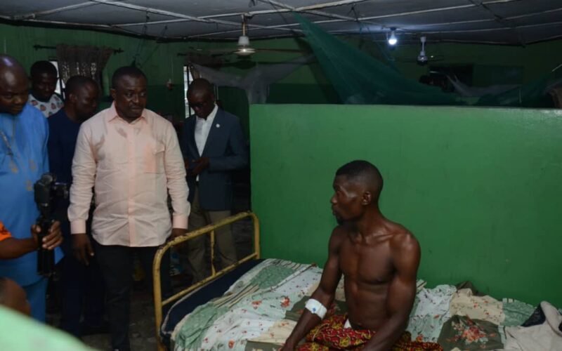 The Chairman of E.C.K Foundation, Chief Dr. Emeka C. Kalu supervising one of his patients.