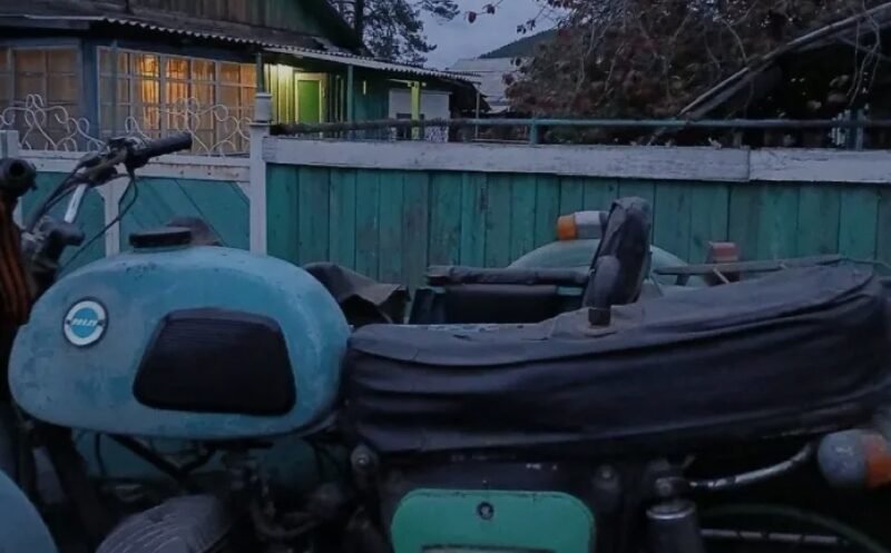 An old IZh Jupiter motorcycle donated by Krasnopeev family to support the war in Ukraine.