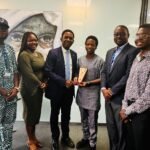 L-R: Oyefusi Samuel, Outgoing Head of External Relations, Living Green club, Pan-Atlantic University; Beatrice Mann, Team Member, Media and Public Relations, Access Holdings PLC; Victor Willie, Head, Stakeholder Management, Access Holdings PLC; Raluchukwu Chukwurah, Ex-President, Living Green club, Pan-Atlantic University; Dr Anthony Okoeguale, Senior Lecturer, School of Media and Communication, Pan-Atlantic University; and Ibukun Afolabi, Club President, Living Green Club.