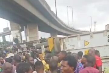 Trailer Container Crushes Police Officer, Two others, As LASTMA Rescues 2 with Grievous Injuries