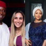 From (1L): Senator Ned Nwoko and his wives, Laila Charani and Nollywood Actress, Regina Daniels.