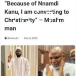 From (R-L): Mazi Nnamdi Kanu, the leader of the Indigenous People of Biafra (IPOB) and an Instagram user who goes by the name, Stephen_banks-02, man who identified himself as a Muslim but has suddenly converted to Christianity after listening to the freedom fighter.