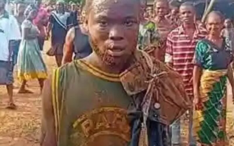 Oforbuike Damian, the young man who killed his mother, Onyema Damian, for refusing to bathe him and rent a barbing shop for his brother, in Ohatekwe Ukawu, Ebonyi State.