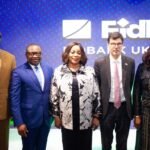 L – R: The Governor of Lagos State, Mr. Babajide Sanwo-Olu, represented by the Honourable Commissioner for Finance, Mr. Abayomi Oluyomi; Managing Director/Chief Executive Officer, FidBank UK Ltd, Mr. Johnson Ememandu; Chairman, Fidelity Bank Plc, Mrs. Amaka Onwughalu; British Deputy High Commissioner in Lagos, Mr. Jonny Baxter; and Chairman, FidBank UK Ltd and Chief Executive Officer, Fidelity Bank Plc, Dr. Nneka Onyeali-Ikpe; at the FidBank UK Ltd exclusive product showcase held at the British Deputy High Commissioner’s residence in Lagos recently.