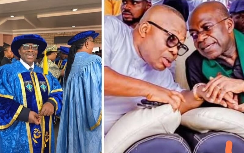 From (R-L): Dr. Alex Chioma Otti, the Executive Governor of Abia State, and Dr. Monday Onyekachi Ubani (SAN).