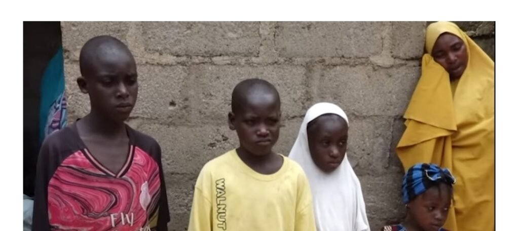 Children of late Islamic teacher, Aliyu Mohammed, husband of late Islamic teacher, Ummulkhairi Usman who was mobbed over unfounded allegations of child theft.
