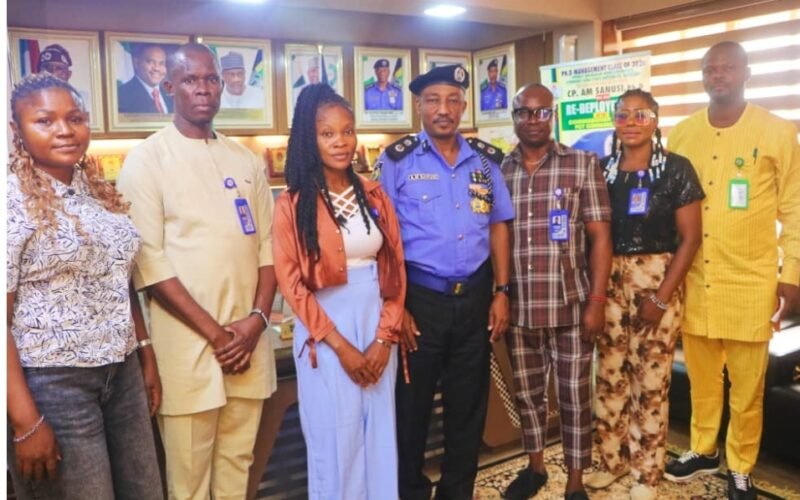 CP A. M. Sanusi (M); Comrade Akpovoke Otiti; Comrade Tochukwu Eluwa (1R); Comrade Success (1L); Comrade Ikechi Enwereji (2L) and Comrade Charity Uwakwe (Distinguished Chacha) (3L).