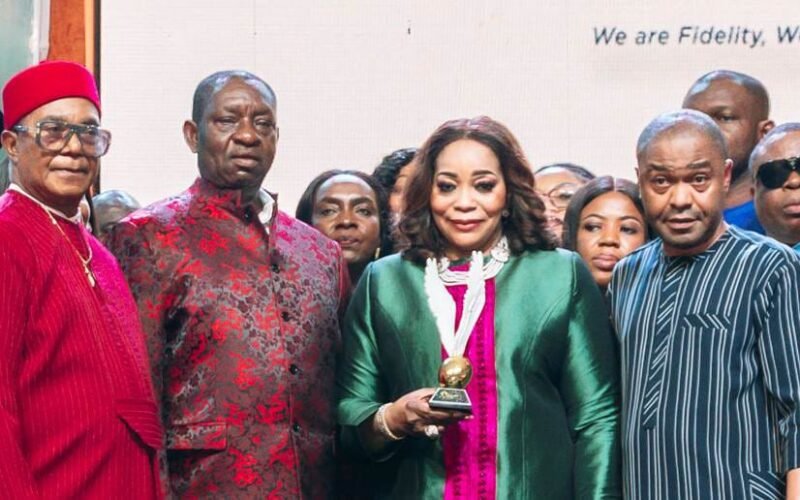 L-R: Prof. Joe Ezigbo, Founder, Falcon Corporation and Chairman of the Occasion; Chief Ven Onwughalu, husband of the awardee; Mrs. Amaka Onwughalu, Chairman, Fidelity Bank Plc; and Mr. Nosa Orumwense, Regional Bank Head, Imo, Fidelity Bank Plc, at the 5th Edition of the Anambra Man of the Year Awards, AMTY, where Mrs. Onwughalu was honoured as Woman of the Year, in Awka, Anambra State recently.