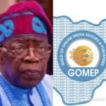 President Bola Ahmed Tinubu and Guild of Online Media Editors and Publishers (GOMEP-NG) logo.