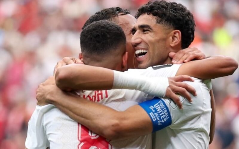 Morocco players in their ecstatic mood.