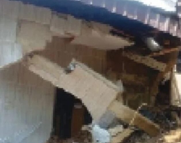 A photo of the building which collapsed following a landslide incident in Cross River, killing three siblings.