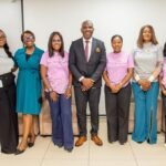 L-R; Cynthia Sanyaolu Head, Talent Management, Polaris Bank; Bukola Oluyadi, Group Head, Customer Experience & Value Management, Polaris Bank; Olanrewaju Oyekunle, Ag. Chief Talent & Culture Officer, Polaris Bank; Rasheed Bolarinwa, Head, Brand Management & Corporate Communications, Polaris Bank; Abimbola Ozomah, Executive Director, Corporate & Investment Banking, Polaris Bank; Njideka Nwabueze, Head, Retail Banking, Polaris bank & Olamide Adeyeye, Leaning & Development Officer, Polaris Bank at the “Bring Your Child to Work” event in Lagos recently