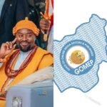 His Majesty, Ogiame Atuwatse III, the Olu of Warri; and Guild of Online Media Editors and Publishers of Nigeria (GOMEP-NG) Logo.