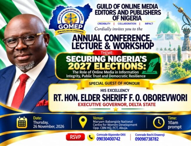 Oborevwori to Attend GOMEP-NG 2026 Conference as Special Guest